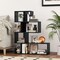 Black 5-Tier S-Shaped Bookshelf Geometric Z-Shelf Bookcase with Open Cubes